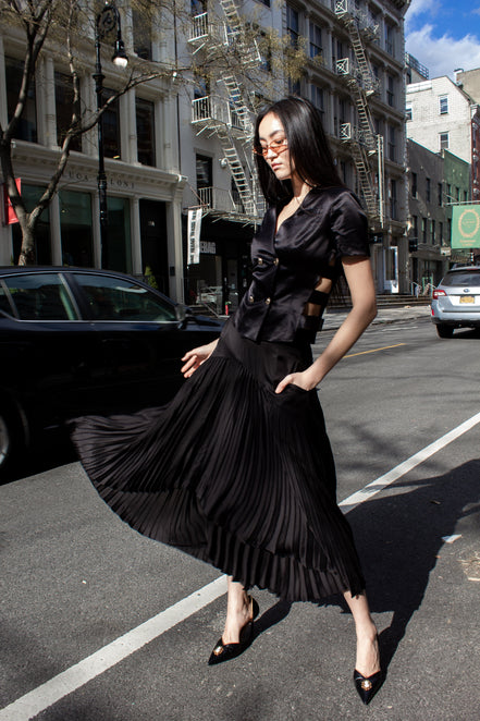 Maryanne Black Pleated Skirt