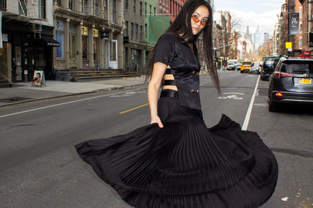 Maryanne Black Pleated Skirt