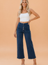 Buttoned High Waist Wide Leg Cropped Jeans