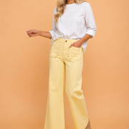 Solid Denim Scalloped Patch Pocket Shift Jeans