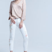 Pink Knit Sweater With Gold Lurex Detail