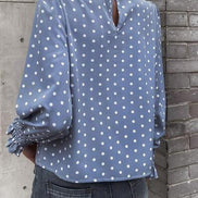Polka Dot Print Lantern Sleeve Blouse
