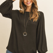 Puff Sleeved Boat Neck Top