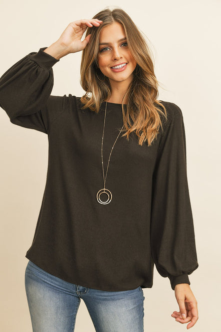 Puff Sleeved Boat Neck Top