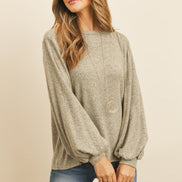 Puff Sleeved Boat Neck Top