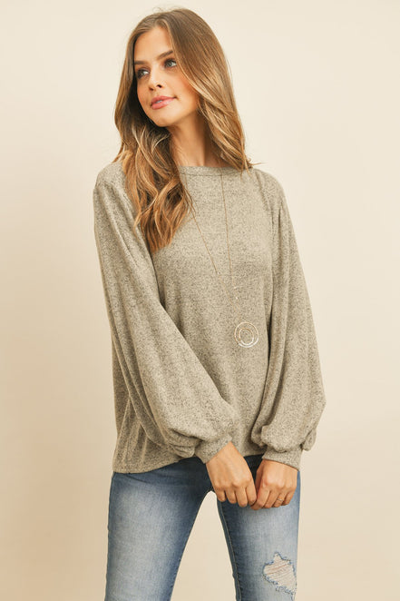 Puff Sleeved Boat Neck Top
