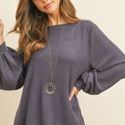 Puff Sleeved Boat Neck Top