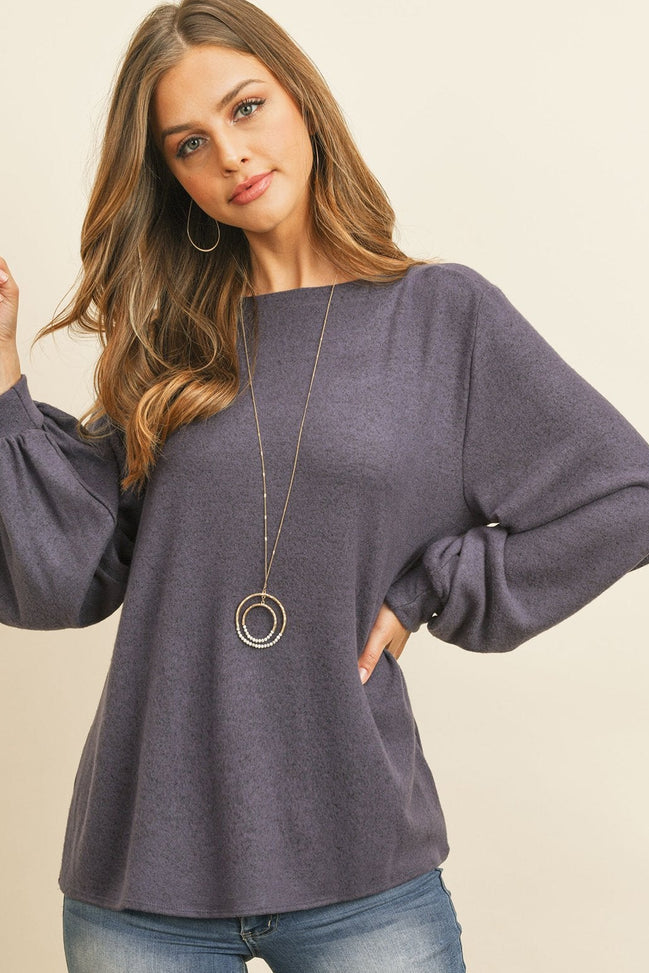 Puff Sleeved Boat Neck Top
