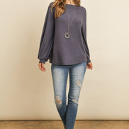 Puff Sleeved Boat Neck Top
