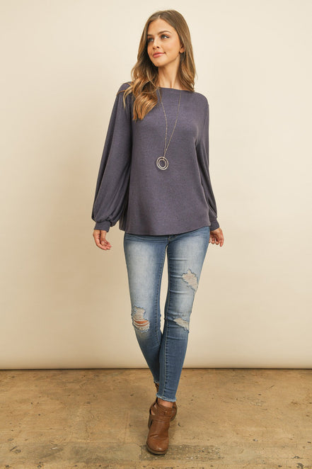 Puff Sleeved Boat Neck Top
