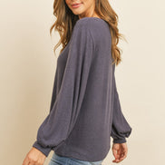 Puff Sleeved Boat Neck Top