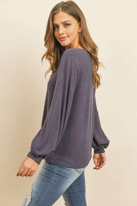 Puff Sleeved Boat Neck Top