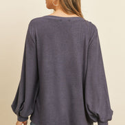Puff Sleeved Boat Neck Top