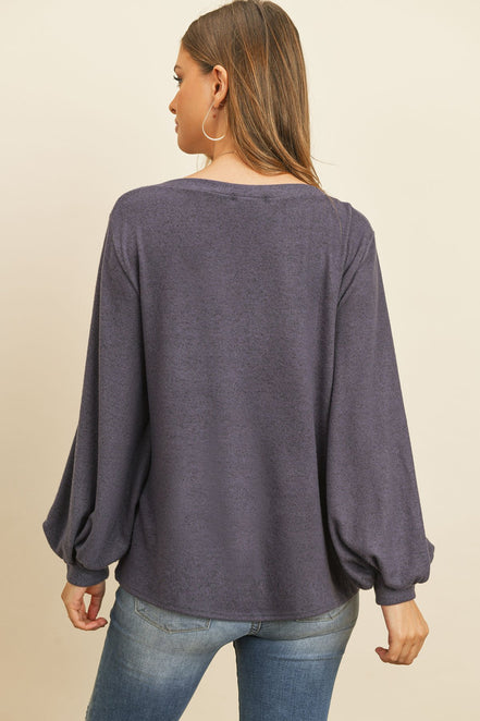 Puff Sleeved Boat Neck Top
