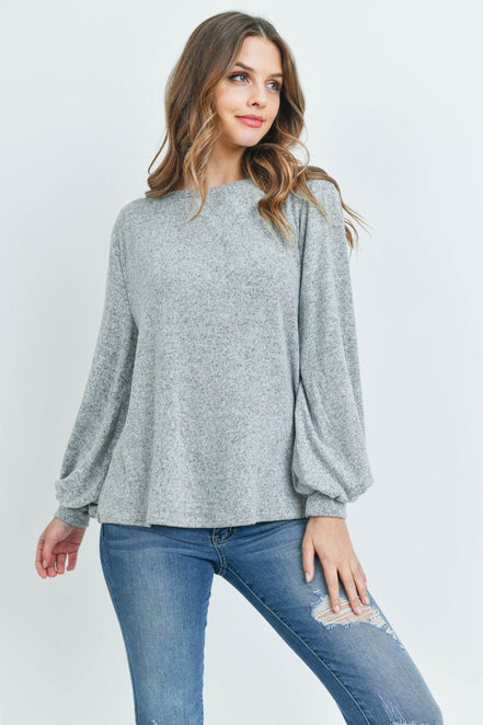 Puff Sleeved Boat Neck Top