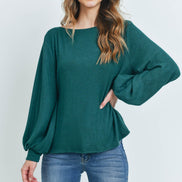 Puff Sleeved Boat Neck Top