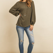 Puff Sleeved Boat Neck Top