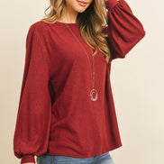 Puff Sleeved Boat Neck Top