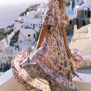 Peacock Floral Print Summer Dress