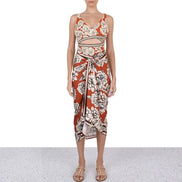 Peony Printed One Piece Swimsuit and Sarong