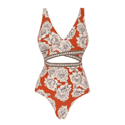 Peony Printed One Piece Swimsuit and Sarong