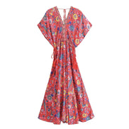 Peacock Floral Print Summer Dress