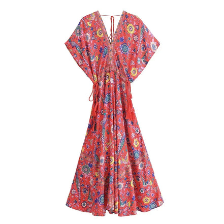 Peacock Floral Print Summer Dress