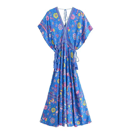 Peacock Floral Print Summer Dress