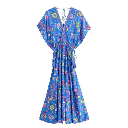 Peacock Floral Print Summer Dress