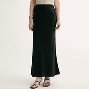 Glossy Bias-Cut Slim Fishtail Skirt