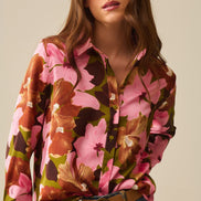 Satin Finish Tropical Floral Shirt