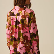 Satin Finish Tropical Floral Shirt