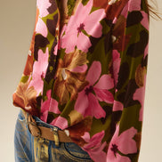 Satin Finish Tropical Floral Shirt