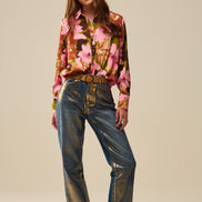 Satin Finish Tropical Floral Shirt