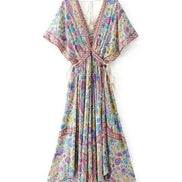 Peacock Floral Print Summer Dress