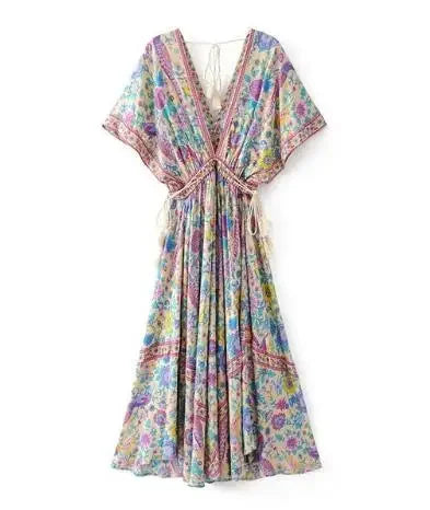 Peacock Floral Print Summer Dress