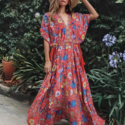 Peacock Floral Print Summer Dress