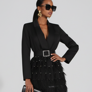 Women's Blazer Fringe Dress