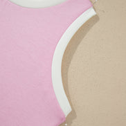 Colorblock Cropped Tank & Elastic Waist Pants Set