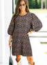 Leopard Bubble Sleeve Mini Dress