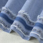 Denim Frayed Raw Edge Stripe Side Panel Jeans