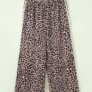 Leopard Side Stripe Wide Leg Pants