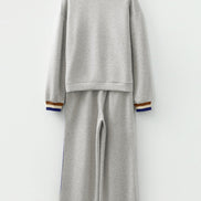 Stripe Patchwork Quarter-Zip Pullover and Pant Set