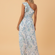Floral Ruffle One Shoulder Maxi Dress
