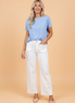 Solid Denim Scalloped Patch Pocket Shift Jeans