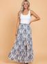 Boho Floral Tiered Maxi Skirt Split