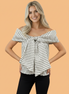 Polka Dot Off Shoulder Bow Knot Sleeve Blouse