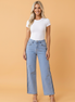 Denim Frayed Raw Edge Stripe Side Panel Jeans
