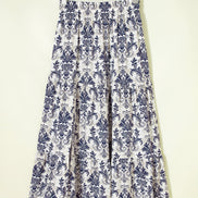 Boho Floral Tiered Maxi Skirt Split