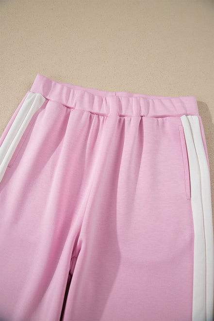 Colorblock Cropped Tank & Elastic Waist Pants Set